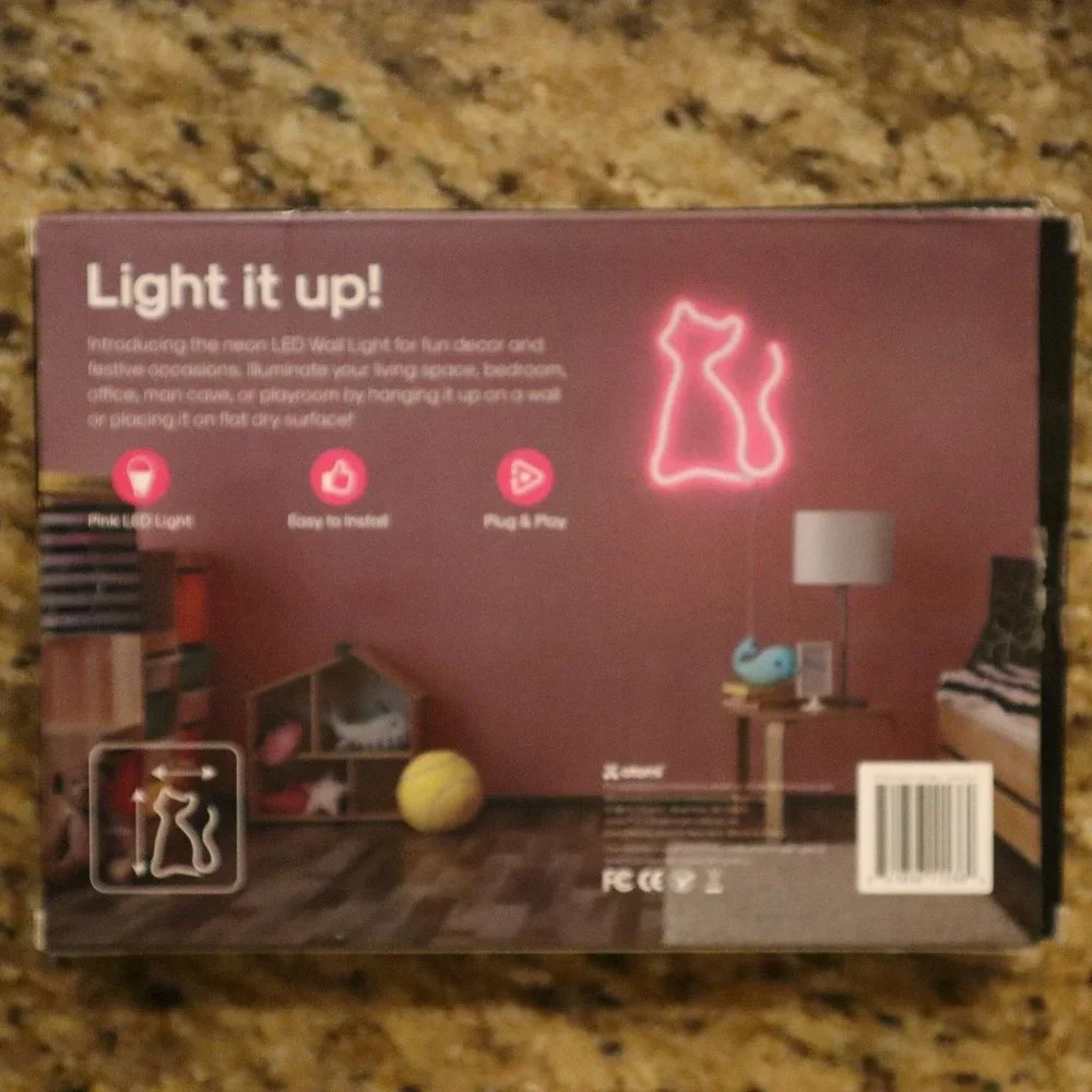 atomi USB-Powered Neon LED Wall Light - Pink Cat